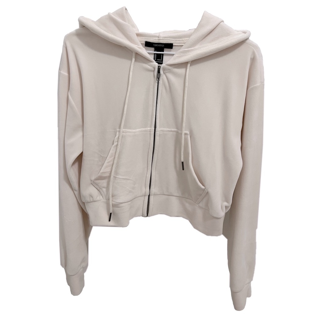 Cream Velvet Zip-up Sweater/Jacket